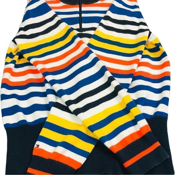 Y2K Tommy Hilfiger Stripped Mock Neck Sweater - Picture 11 of 12